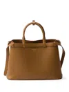 Prada Leather Buckle Handle Bag In Brown