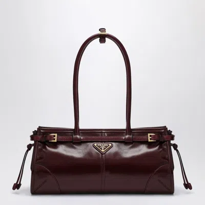 Prada Medium Burgundy Leather Bonnie Handbag Women In Red