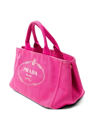 Pre-owned Prada Medium Canapa Tote Bag In Pink