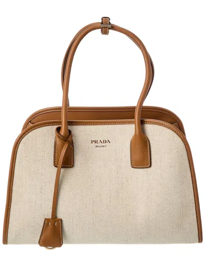Prada Medium Canvas & Leather Tote In Multi