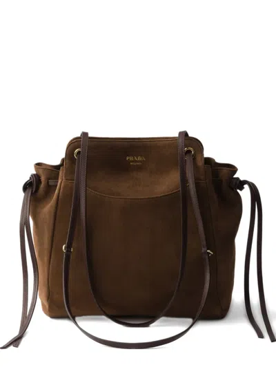 Prada Medium Carry Tote Bag In Brown