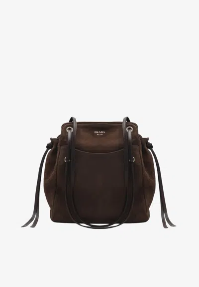Prada Medium Carry Tote Bag In Brown