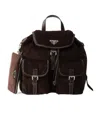 Prada Medium Corduroy And Leather Backpack In Ebony