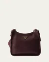 Prada Medium Daino Soft Leather Hobo Crossbody Bag In Burgundy