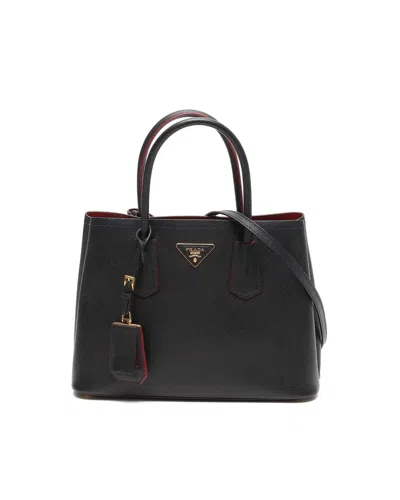 Prada Medium Double Saffiano Bag In Black