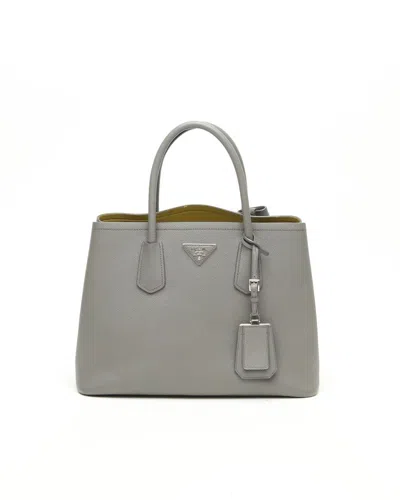 Prada Medium Double Saffiano Bag In Gray
