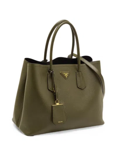 Pre-owned Prada Medium Double-handle Tote Bag In Green