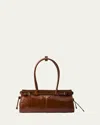 Prada Medium East-west Leather Shoulder Bag In Brown