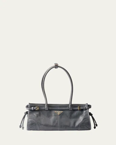 Prada Medium East-west Leather Shoulder Bag In Purple