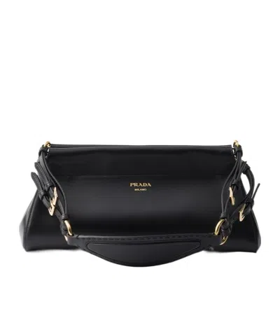 Prada Enchaîné Medium Leather Bag In Black