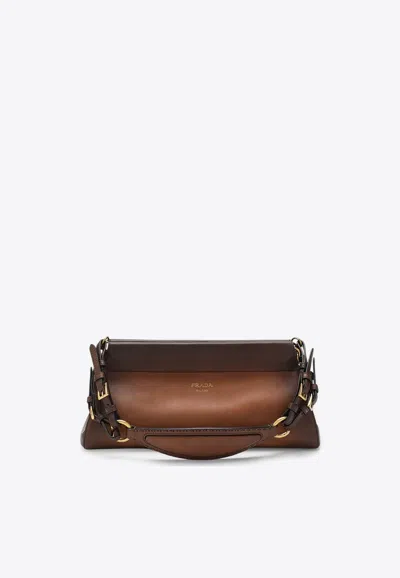 Prada Medium Enchaîné Vintage Leather Shoulder Bag In Brown
