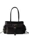 Prada Womens Black Explore Medium Re-nylon And Leather Tote Bag In Black