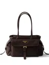 Prada Medium Explore Leather Tote Bag In Brown