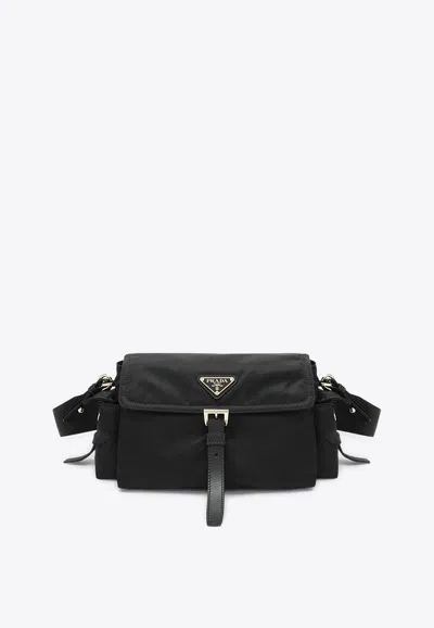 Prada Medium Explore Nylon Crossbody Bag In Black