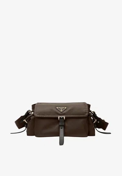 Prada Medium Explore Re-nylon Bag In Brown