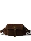 Prada Womens Burgundy Explore Medium Suede Shoulder Bag In Brown