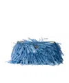 Prada Crochet Clutch Featuring Fringe Detailing In Blue