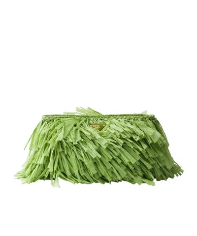 PRADA PRADA TRIANGLE-LOGO FRINGED CLUTCH BAG