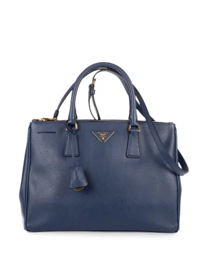 Pre-owned Prada Medium Galleria Double-zip Tote Bag In Blue