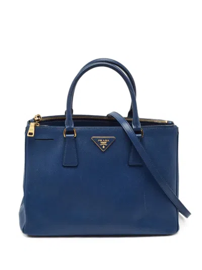 Pre-owned Prada Medium Galleria Double-zip Tote Bag In Blue
