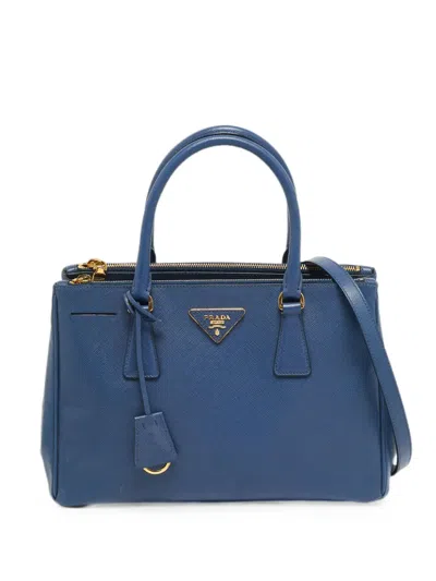 Pre-owned Prada Medium Galleria Logo-plaque Tote Bag In Blue