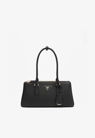 Prada Medium Galleria Saffiano Leather Shoulder Bag In Black