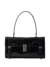 Prada Medium Glossy Finish Leather Work Hand Bags In Black