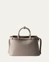 Prada Medium Grain Leather Top-handle Bag In F0d32 Pomice