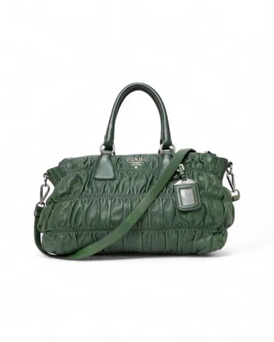 Prada Medium Green Embossed Shopper Bag