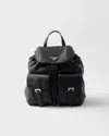 Prada Medium Leather Backpack In Black