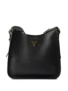 Prada Black Leather Shoulder Bag In Black