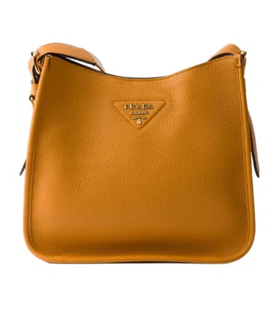 Prada Medium Leather Bag In Amber