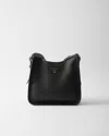 Prada Medium Leather Shoulder Bag In Black