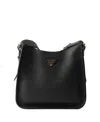 Prada Black Leather Shoulder Bag In Black