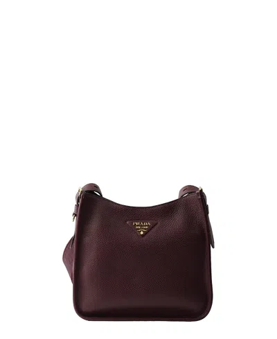 Prada Medium Leather Bag In Burgundy