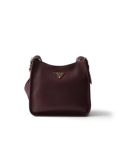 Prada Mittelgrosse Tasche Aus Leder In Burgundy