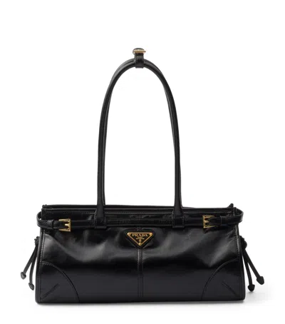 Prada Medium Leather Bonnie Top-handle Bag In Black