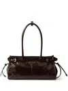 Prada Bonnie Medium Leather Handbag In 褐色