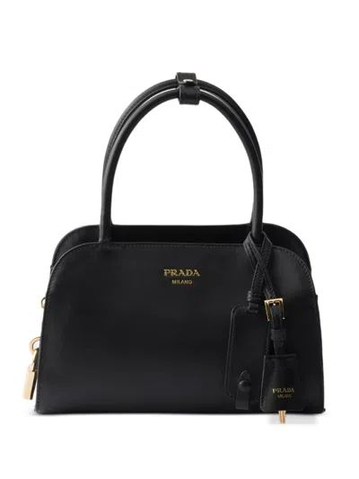 Prada Medium Leather Handbag In Black