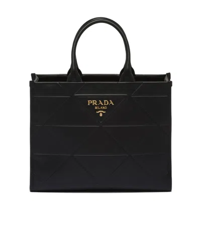 Prada Medium Leather Handbag In Black