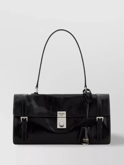 Prada Medium Leather Handbag Buckle Detail