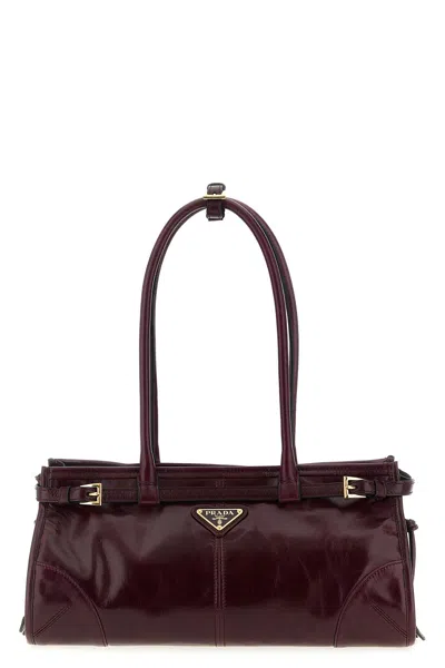Prada Medium Leather Handbag In Burgundy