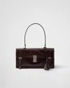 Prada Medium Leather Handbag In Dark Brown
