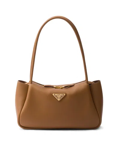 Prada Medium Leather Handbag In Caramel