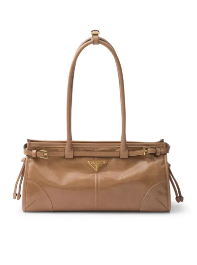 Prada Medium Leather Handbag In Nude & Neutrals