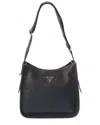 Prada Medium Leather Hobo Bag In Black