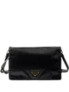 Prada Medium Triangle Logo Shoulder Bag In Black