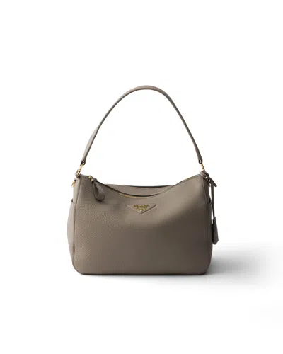 Prada Mittelgrosse Schultertasche Aus Leder In Gray