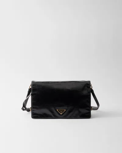 Prada Medium Leather Shoulder Bag In Black