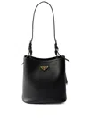 Prada Bucket Leather Shoulder Bag In F0002 Nero